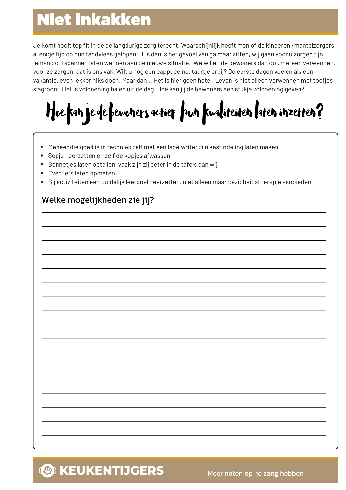 Voluit leven in de zorg Voluit leven in de zorg