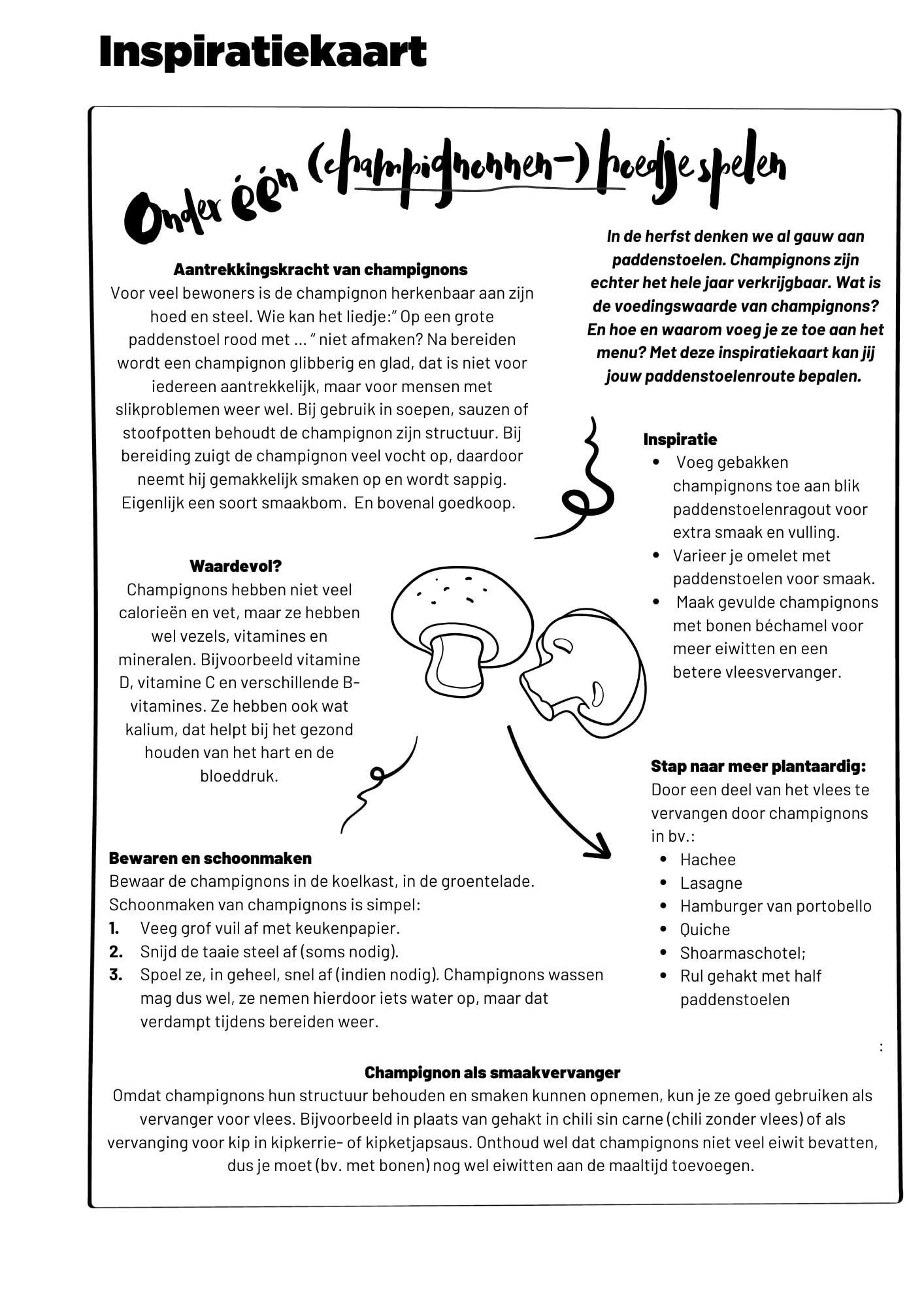 Champignons inspiratiekaart afbeelding Stamppot ideeën & receptkaart